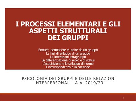 Slide I processi elementari e gli aspetti strutturali dei gruppi 